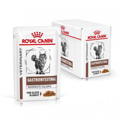 Вологий корм для дорослих котів ROYAL CANIN GASTRO-INTESTINAL MODERATE CALORIE CAT Pouches  85 г x 12 шт
