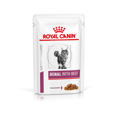Вологий корм для дорослих котів  RENAL FELINE BEEF pouches  85 г x 12 шт