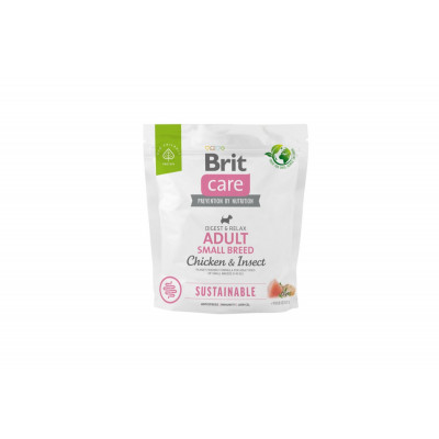 Корм для собак малих порід Brit Care Dog Sustainable Adult Small Breed Chicken & Insect з куркою та комахами, 1 кг