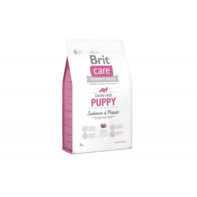 Сухий гіпоалергенний корм для цуценят Brit Care (Брит Кеа) GF Puppy Salmon & Potato 3 кг з лососем і картоплею
