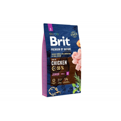 Сухий корм для цуценят і юніорів дрібних порід вагою до 10 кг Brit Premium (Брит Преміум) Dog Junior S 8 кг з куркою