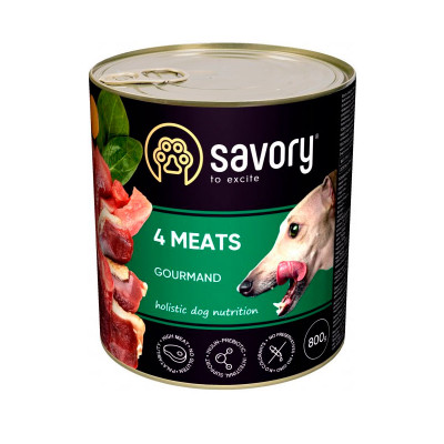 Вологий корм Savory для дорослих собак із чотирма видами м'яса 800 г