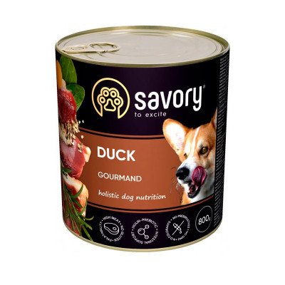 Вологий корм Savory для дорослих собак з качкою 6шт*800 г