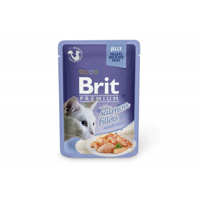Вологий корм для котів Brit Premium (Брит Преміум) Cat pouch 24шт*85 г філе яловичини в желе (пауч)