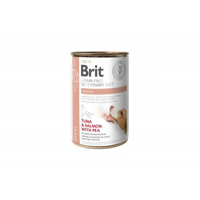 Вологий корм для собак Brit VetDiets Dog Renal з хронічною нирковою недостатністю 6шт*400 г (тунець, лосось та горошек)