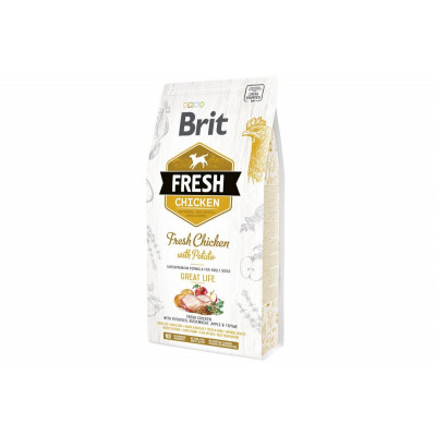 Сухий гіпоалергенний корм для собак вагою до 25 кг Brit Fresh (Брит Фреш) Chicken & Potato Adult 2,5 кг з м'ясом свіжої курки та картоплею