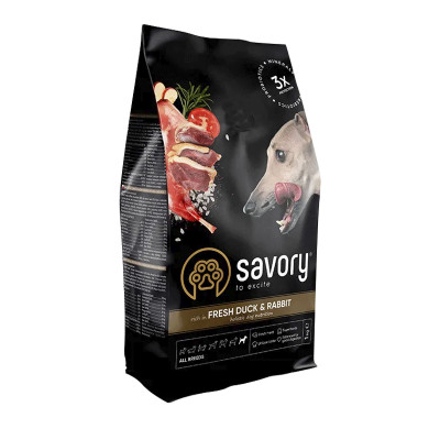 Сухий корм Savory Fresh Duck & Rabbit Adult для дорослих собак з качкою та кроликом 1 кг