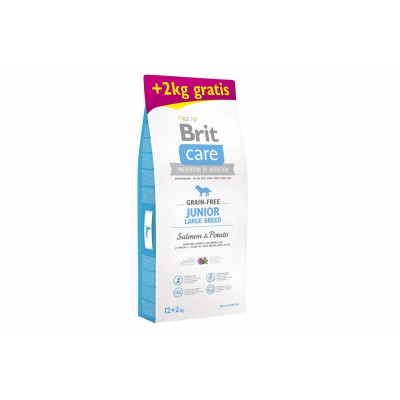 Сухий корм для цуценят великих порід Brit Care GF Junior Large Breed Salmon & Potato з лососем та картоплею, 12+2 кг