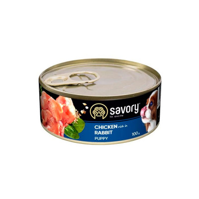 Вологий корм Savory для цуценят з кроликом і куркою 100 г