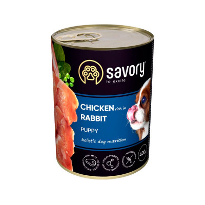 Вологий корм Savory для цуценят з кроликом і куркою 400 г