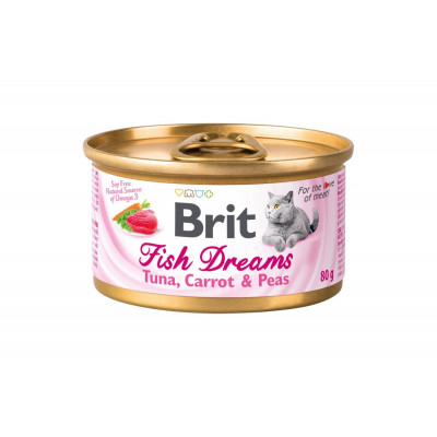 Вологий корм для котів Brit Fish Dreams 80 г з тунець, морквою та горохом
