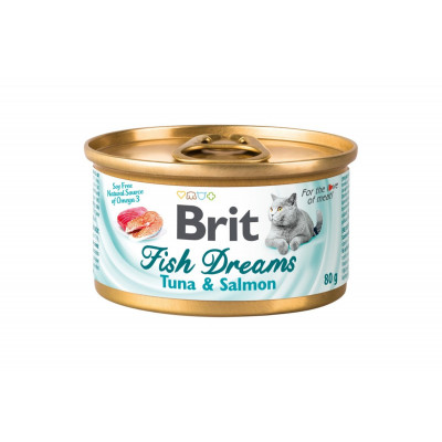 Вологий корм для котів Brit Fish Dreams 80 г з тунцем і лососем