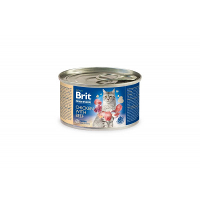 Вологий корм для котів Brit Premium (Брит Преміум) з куркою і яловичиною 6шт*200 г