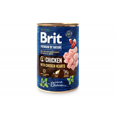 Вологий корм для собак Brit Premium (Брит Преміум) by Nature 6шт*800 г курка з курячим серцем (консерва)