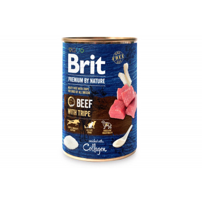Вологий корм для собак Brit Premium (Брит Преміум) by Nature 6шт*800 г яловичина з трібухой (консерва)
