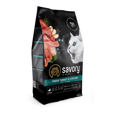 Сухий корм Savory Kitten Fresh Turkey & Сhicken для кошенят з м'ясом індички та курки 400 г