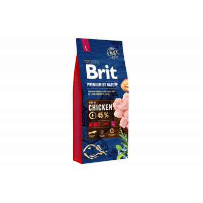 Сухий корм для собак великих порід вагою від 25 Brit Premium Dog Adult L 15 кг з куркою
