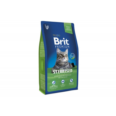 Сухий корм для стерилізованих котів Brit Premium (Брит Преміум) Cat Sterilized 8 кг з куркою