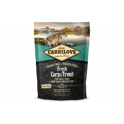 Сухий корм холістік для дорослих собак Carnilove Fresh (Карнілав Фреш) Carp & Trout for Adult dogs 1,5 кг зі свіжим м'ясом коропа і форелі