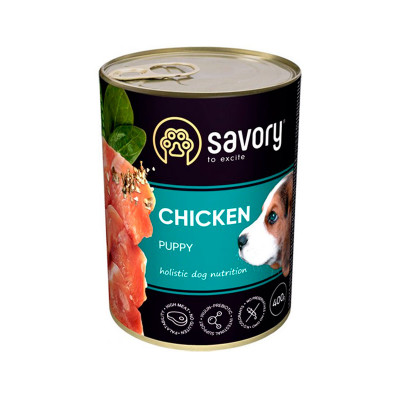 Вологий корм Savory для цуценят з куркою 400 г