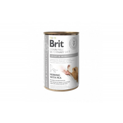 Вологий корм для собак Brit VetDiets Joint & Mobility для підтримки здоров'я суглобів, 6шт*400 г (оселедець і горошок)