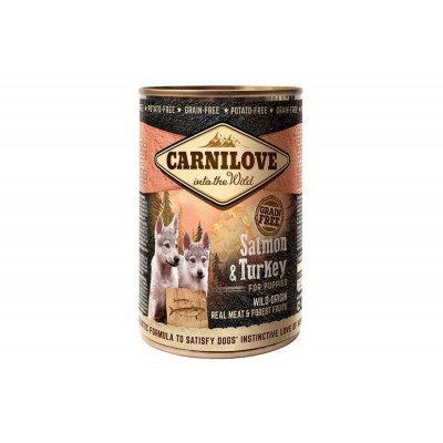 Вологий корм холістік для цуценят Carnilove (Карнілав) Puppy 400 г з лососем та індичкою (консерва)