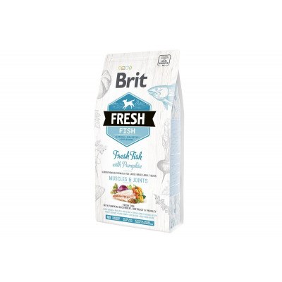 Сухий гіпоалергенний корм для собак крупніх порід вагою від 25 кг Brit Fresh (Брит Фреш) Fish & Pumpkin Adult Large 2,5 кг зі свіжою рибою та гарбузом
