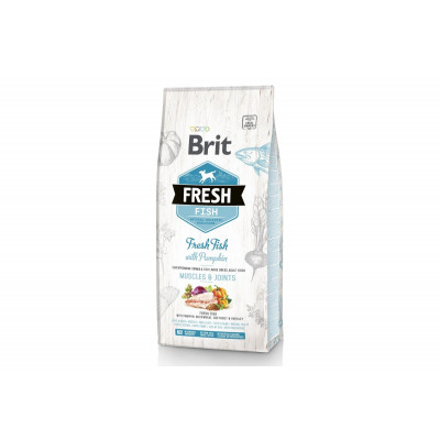 Сухий гіпоалергенний корм для собак великих порід вагою від 25 кг Brit Fresh (Брит Фреш) Fish & Pumpkin Adult Large 12 кг зі свіжою рибою та гарбузом