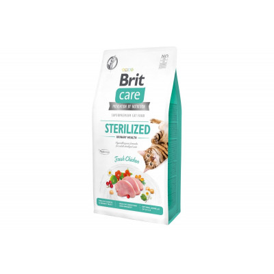 Сухий гіпоалергенний корм для стерилізованих котів Brit Care (Брит Кеа) Cat GF Sterilized Urinary (урінарі) Health, 7 кг з м'ясом курки