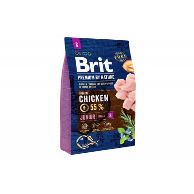 Сухий корм для цуценят і юніорів дрібних порід вагою до 10 кг Brit Premium (Брит Преміум) Dog Junior S 3 кг з куркою