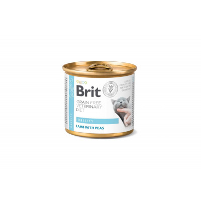Вологий корм для котів при ожирінні та надмірній вазі Brit VetDiets Obesity  6шт*200 г (ягня та горох)