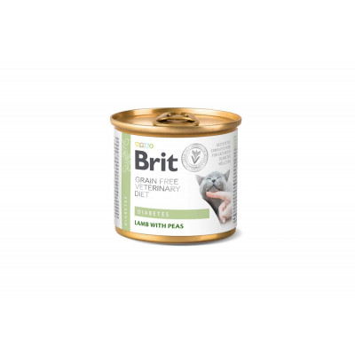 Вологий корм для котів при цукровому діабеті Brit VetDiets Diabetes, 200 г (ягня та горох)