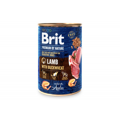 Вологий корм для собак Brit Premium by Nature 6шт*800 г ягня з гречкою (консерва)