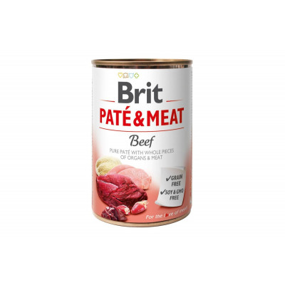 Вологий корм для собак Brit (Брит) Pate & Meat (Пате) Dog 6 шт * 400 г з яловичиною (консерва)