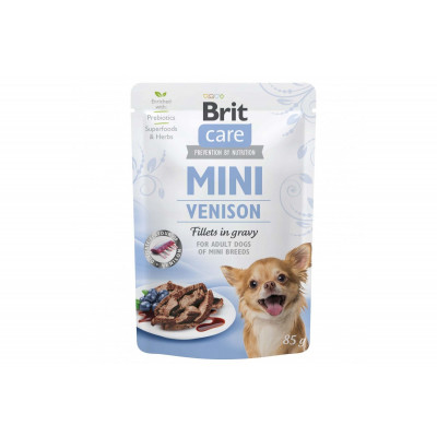 Вологий корм для собак малих порід Brit Care Mini pouch філе оленя в соусі 24шт*85 г