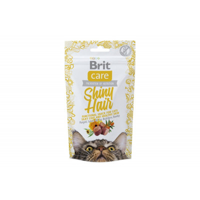 Функціональні ласощі для блискучої щерсті котів Brit Care (Брит Кеа) Shiny Hair з лососем 50г