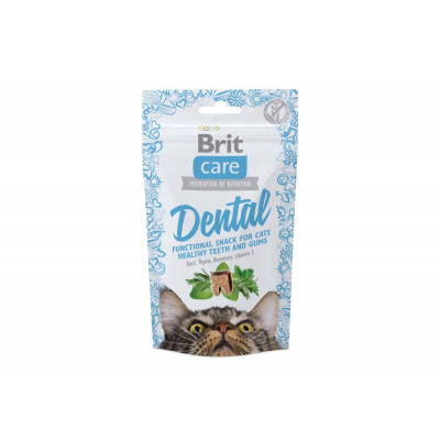 Функціональні ласощі для здоров'я зубів для котів Brit Care (Брит Кеа) Dental з індичкою 50г