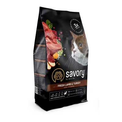 Сухий корм Savory Fresh Lamb & Turkey для кішок з чутливим травленням зі свіжим ягнятком та індичкою 400 г
