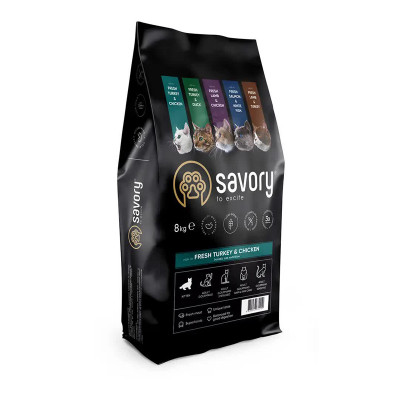 Сухий корм Savory Kitten Fresh Turkey & Сhicken для кошенят з м'ясом індички та курки 8 кг