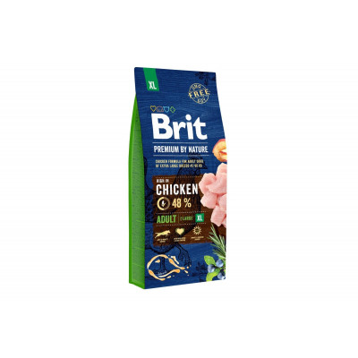 Сухий корм для собак гігантських порід вагою від 45 кг Brit Premium Dog Adult XL 15 кг з куркою