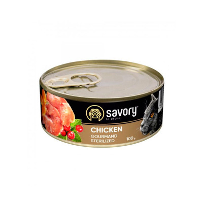 Вологий корм Savory для стерилізованих котів з куркою, 100г