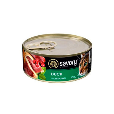 Вологий корм Savory для вибагливих котів з качкою, 100г