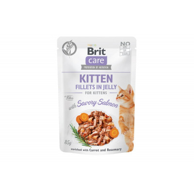 Вологий корм для кошенят Brit Care Cat pouch 12шт*85 г (лосось в желе)