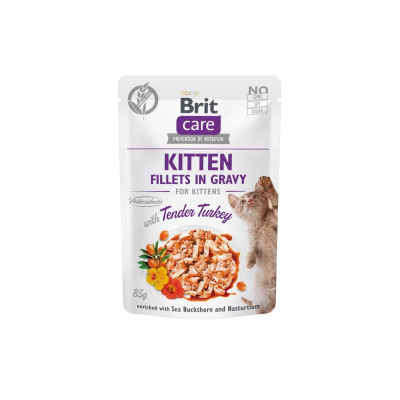 Вологий корм для кошенят Brit Care Cat pouch філе індички в соусі 12шт*85 г
