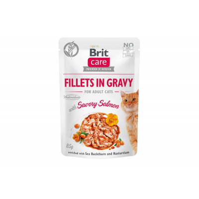 Вологий корм для котів Brit Care Cat pouch філе лосося в соусі 12шт*85 г