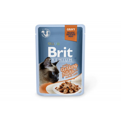 Вологий корм для котів Brit Premium (Брит Преміум) Cat pouch 85г *24 шт  філе індички в соусі (пауч)