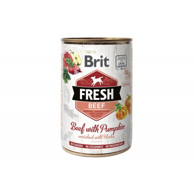 Вологий корм для собак Brit Fresh (Брит Фреш) Beef & Pumpkin 400 г з яловичиною та гарбузом (консерва)