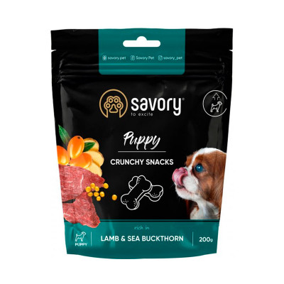 Хрумкі ласощі Savory Puppy для здорового росту цуценят з ягням та обліпихою, 200г