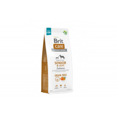 Корм для старіючих собак Brit Care Dog Grain-free Senior & Light Salmon беззерновий з лососем, 12 кг