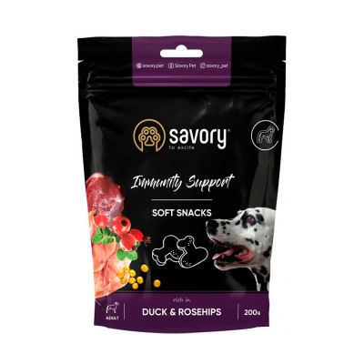 М'які ласощі Savory Immunity Support для зміцнення імунітету собак з качкою та шипшиною, 200г